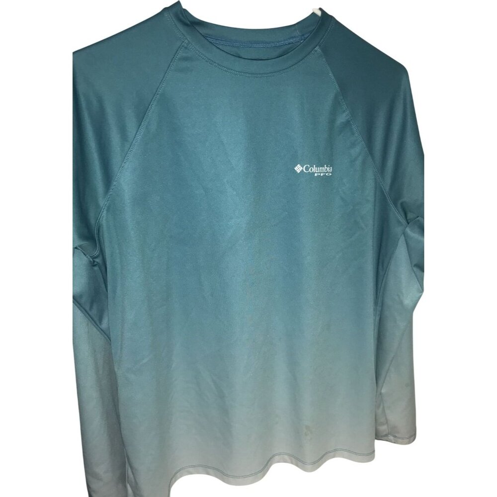 Columbia Youth Long-Sleeve Gradient Blue PFG Omni-Shade Fishing Shirt Size XL Li